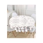 RealHomes Mermer Ve Petek Desenli Dijital Baskılı Yuvarlak Masa Örtüsü Çap 140cm, MasaYuv-3143-140x140cm