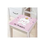 Realhomes My Princess Pembe Çizgiler Üzerinde Taçlı Kedicik Modern Fermuarlı Sandalye Minderi