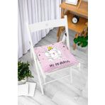 RealHomes My Princess Pembe Çizgiler Üzerinde Taçlı Kedicik Pofidik Sandalye Minderi