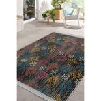 RealHomes Otantik Zeminde Örme Motifli Kilim Desenli Vintage Koridor Oturma Odası Kaymaz Taban Saçaklı Halı HaliDik-Deluxe-11595, 80 x 350