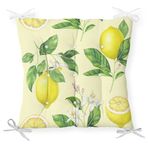 RealHomes P3096 Krem Zeminli Limon Desenli Dekoratif Pofidik Sandalye Minderi