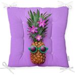 RealHomes P3206 Mor Zeminde Ananas Desenli Modern Pofidik Sandalye Minderi
