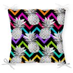 RealHomes P3250 Siyah Zigzag Temalı Ananas Desenli Modern Pofidik Sandalye Minderi
