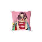 RealHomes P3289 Pembe Zeminli Popart Desenli Dekoratif Pofidik Sandalye Minderi