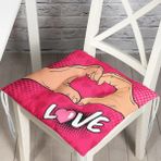 RealHomes P3299 Pembe Love Popart Tasarımlı Dijital Baskılı Pofidik Sandalye Minderi