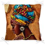 RealHomes P3402 African Woman Çizimli Dijital Baskılı Modern Pofidik Sandalye Minderi