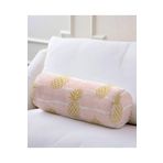 RealHomes Pastel Zeminde Gold Renkli Ananas Desenli Modern Iç Dolgulu Yumuşak Silindir Form Yastık Kırlent