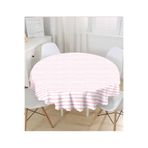 RealHomes Pembe Çizgili Motifli Modern Yuvarlak Masa Örtüsü - Çap 140cm, MasaYuv-5237pembe-140x140cm