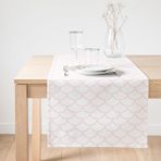 Realhomes Pembe Geometrik Desenli Dijital Baskılı Dekoratif Süet Runner