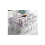 RealHomes Pembe Gri Ekose Desenli Dekoratif Leke Tutmaz Masa Örtüsü-120x140 Cm, Masa-3081-140x140cm