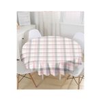 RealHomes Pembe Gri Ekose Desenli Yuvarlak Masa Örtüsü - Çap 140cm, MasaYuv-3081-140x140cm