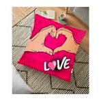RealHomes Pembe Love Popart Tasarımlı Dijital Baskılı 70x70 cm Yer Minderi