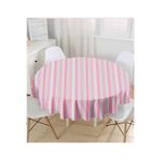 RealHomes Pembe Mavi Düz Çizgiler Özel Tasarım Yuvarlak Masa Örtüsü Çap 140cm, MasaYuv-5384-140x140cm