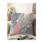 RealHomes Pembe Ve Gri Ağırlıklı Sulu Boya Yaprak Motifli Çift Taraflı Raşel Örme Yastık Kılıfı, Sonil-K5254-43x43cm