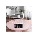 RealHomes Pembe Zemin Vazo Desenli Dijital Baskılı Modern Mutfak Yıkanabilir Kaymaz Tabanlı Yuvarlak Halı HaliYuv-Comfort-10235, 80 x 80