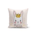 RealHomes Pembe Zeminli Little Princess Desenli Dijital Baskılı Yastık Kılıfı