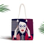 RealHomes Pop Art Mujer Elegante Tasarımlı Dijital Baskılı Fermuarlı Kumaş Çanta