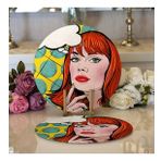 RealHomes Pop Art Resimli Dijital Baskılı Modern 2 1 Yuvarlak Servis Altlığı Supla