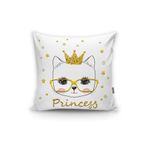 RealHomes Princess Kedi Motifli Modern Dijital Baskılı Yastık Kılıfı