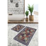 RealHomes Real Homes 2'li Set Antika Zeminde Dokuma Halı Motifli Yöresel Vintage Avangarde 2'li Banyo Paspas Takımı