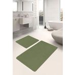RealHomes Real Homes 2'li Set Düz Renk Haki - Yeşil 2'li Banyo & Mutfak Paspas Takımı