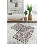 RealHomes Real Homes 2'li Set Kahverengi Zeminde Geometrik Motifli Örgü Geometrik Sade & Şık 2'li Banyo Paspas Takımı