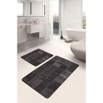 RealHomes Real Homes 2'li Set Kahverengi Zeminde Patchwork Motifli Geleneksel Vintage Klasik 2'li Banyo Paspas Takımı