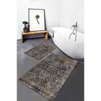 RealHomes Real Homes Antika Zeminde Geleneksel Motifli Kilim Avangarde Eskitme Motifli 2'li Banyo & Mutfak Paspas Takımı