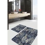 RealHomes Real Homes Gri Füme Zeminde Eskitme Motifli Art Sanatsal Eskitme Motifli Vintage 2'li Banyo Mutfak Paspas Takım
