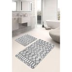 RealHomes Real Homes Gri Siyah Zeminde Etnik Motifli Geleneksel Etnik Motifler Geometrik 2'li Banyo Mutfak Paspas Takımı
