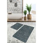 RealHomes Real Homes Haki Zeminde Örgü Motifli Kilim Desenli Etnik Motifler Vintage 2'li Banyo & Mutfak Paspas Takımı
