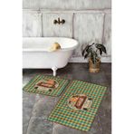 RealHomes Real Homes Kabak Temalı Ekose Tasarımlı 2'li Klozet Paspas Takımı & Banyo Paspas Seti