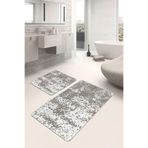 RealHomes Real Homes Kahverengi - Beyaz Zeminde Dokuma Motifli Antik Desenli Eskitme Motifli 2'li Banyo Paspas Takımı