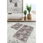 RealHomes Real Homes Kahverengi Zemin Eskitme Motifli Geometrik Eskitme Motifli Geometrik 2'li Banyo Mutfak Paspas Takımı