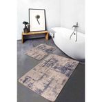 RealHomes Real Homes Kahverengi Zeminde Eskitme Motifli Otantik Eskitme Motifli Sade Şık 2'li Banyo Mutfak Paspas Takımı
