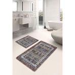 RealHomes Real Homes Kahverengi Zeminde Hereke Motifli Dokuma Avangarde Etnik Motifler 2'li Banyo & Mutfak Paspas Takımı