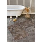 RealHomes Real Homes Kahverengi Zeminde Patchwork Motifli Yöresel Vintage Eskitme Motifli 2'li Banyo Mutfak Paspas Takımı