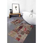 RealHomes Real Homes Vintage Zeminde Kırkyama Motifli Patchwork Vintage Etnik Motifler 2'li Banyo & Mutfak Paspas Takımı