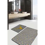 RealHomes Real Homes Zizag Zemin Gold Kar Tanesi Geyik Detaylı 2'li Kaymaz Tabanlı Banyo & Mutfak Paspas Takımı