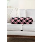 RealHomes Renkli Pastel Zemin Siyah Ekose Desenli Modern Iç Dolgulu Fermuarlı Çok Amaçlı Silindir Yastık