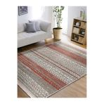 RealHomes Renkli Zeminde Kilim Motifli Baklava Desenli Etnik Motifler Vintage Kaymaz Taban Saçaklı Halı HaliDik-Deluxe-11061, 80 x 350