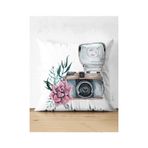 RealHomes Retro Antika Fotoğraf Makinası Tasarımlı Dijital Baskılı Dekoratif Süet Yastık Kırlent Kılıfı