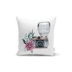 RealHomes Retro Antika Fotoğraf Makinası Tasarımlı Dijital Baskılı Dekoratif Yastık Kırlent Kılıfı
