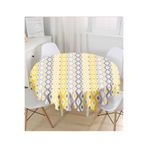 RealHomes Sarı Gri Zigzag Desenli Modern Tasarımlı Yuvarlak Masa Örtüsü Çap 140 cm, MasaYuv-3374-140x140cm