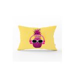 RealHomes Sarı Zeminde Pembe Ananas Modern Tasarımlı Dikdörtgen Yastık Kırlent Kılıfı