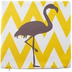 RealHomes Sarı Zigzag Gri Flamingo Yastık ve Kırlent Kılıfı, 43x43 cm