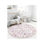 RealHomes Sevimli Bebek Tavşan Motifli Çocuk Odası Yıkanabilir Kaymaz Tabanlı Püsküllü Yuvarlak Çocuk Halısı HaliYuv-Deluxe-1256, 100 x 100