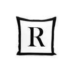RealHomes Siyah Beyaz R Harfli Özel Tasarım Dijital Baskılı Yastık Kırlent Kılıfı