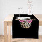 Realhomes Siyah Zeminde Cool Ananas Desenli Modern Süet Runner