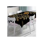 RealHomes Siyah Zeminde Gold Mandala Motifli Dijital Baskılı Masa Örtüsü, Masa-5134-140x140cm